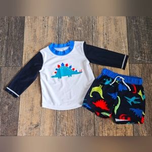Boys Baby Gap 6- 12 Months Swim Shirt & Swim Trunks DINOSAURS